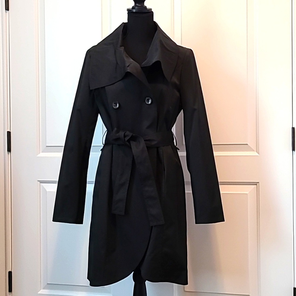 Antonio Melani high collar black rain coat